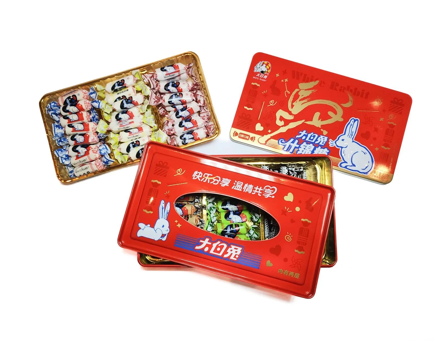 小物 ALZUNI 00s sv950 rabbit horseshoe concho White Rabbit Assorted Tissue Box Tin Candies (6 Flavours, Zodiac